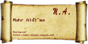 Mahr Alóma névjegykártya